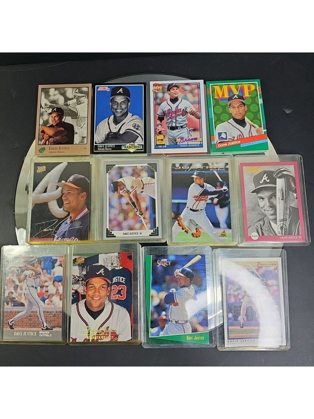 Dave Justice Set Of 12 Baseball Cards As Shown. Nice Collector Condition